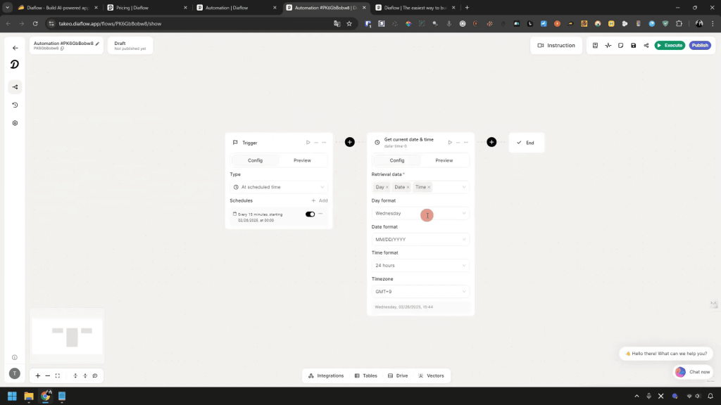 Screenshot of an automation workflow interface with two panels showing trigger and data fields. Menu bar with various icons is visible at the top.